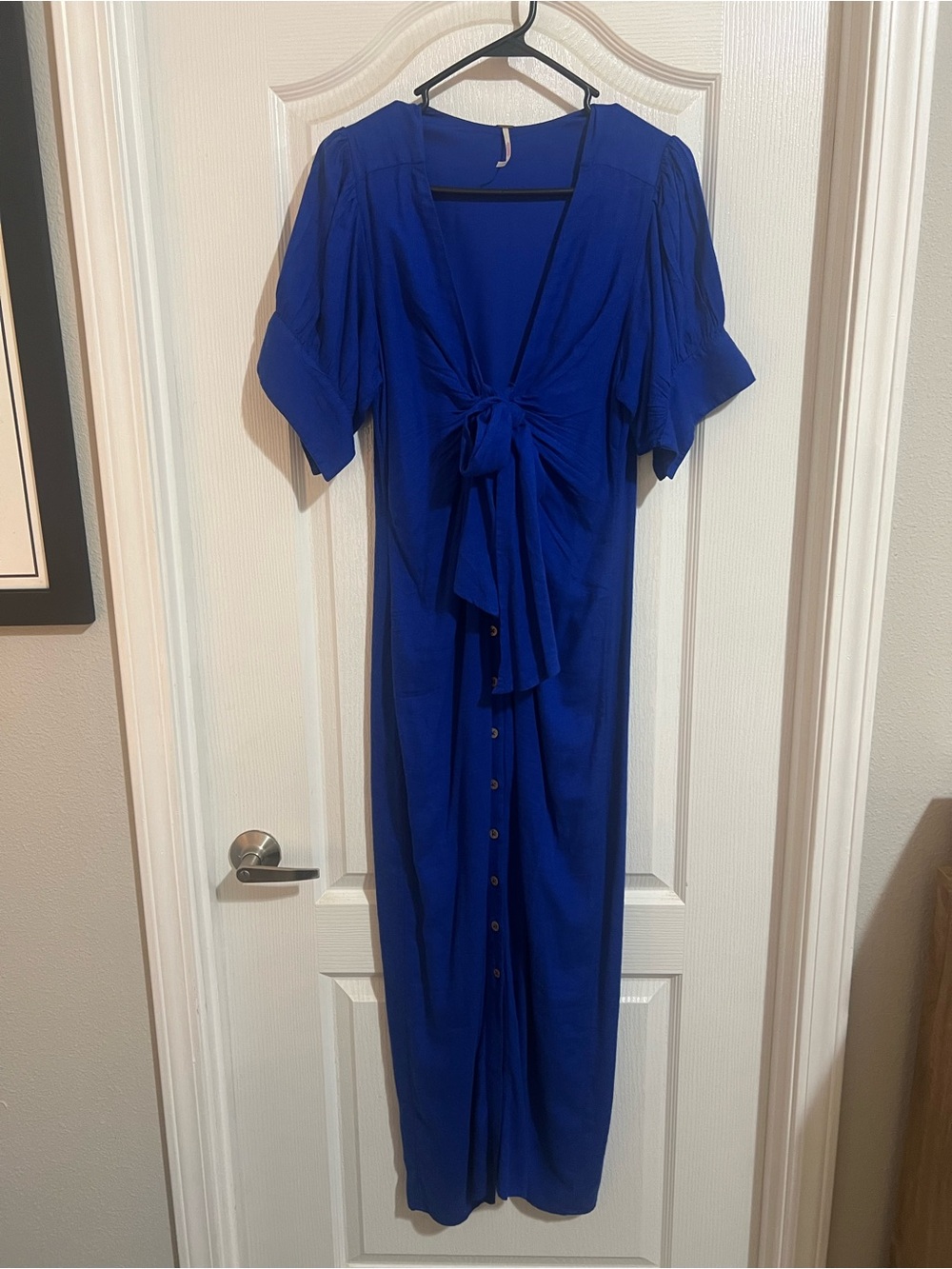Free People Royal Blue Tie-Front Midi Dress